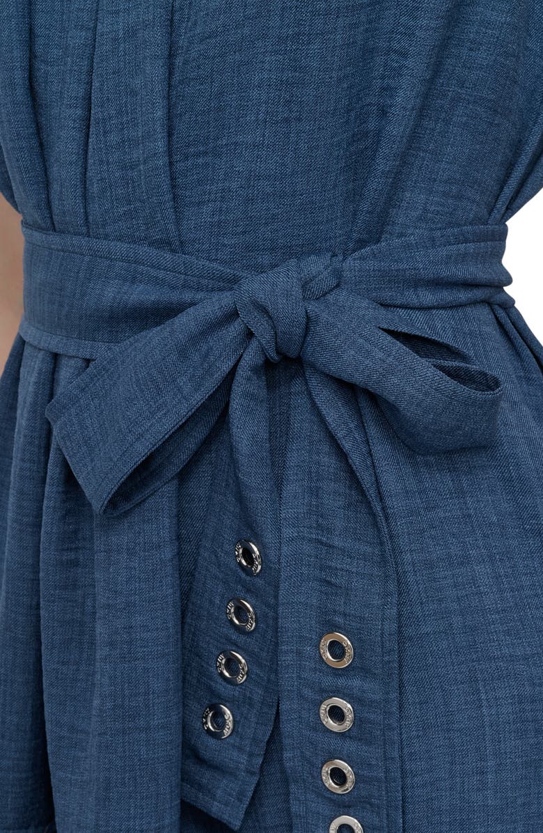 DKNY Tie Waist Denim Dress, Alternate, color, Denim