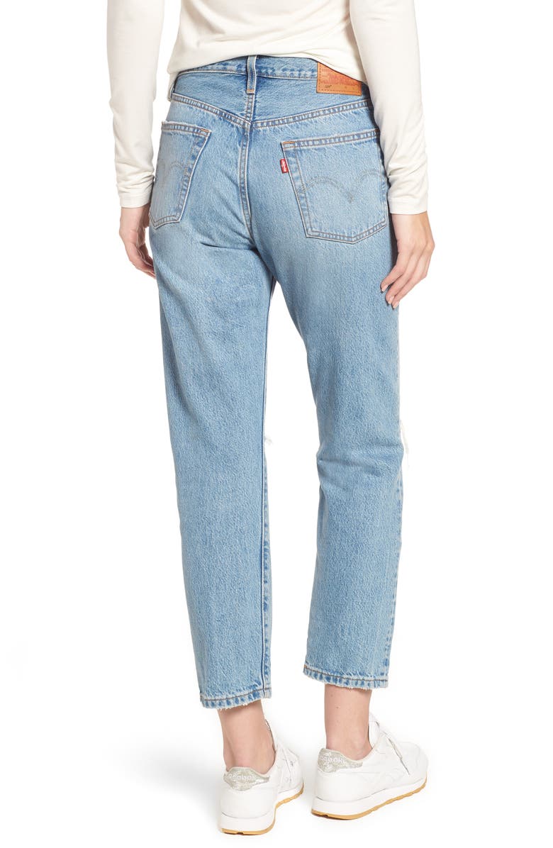 Levi's<sup>®</sup> 501<sup>®</sup> Ripped High Waist Crop Jeans, Alternate, color, 