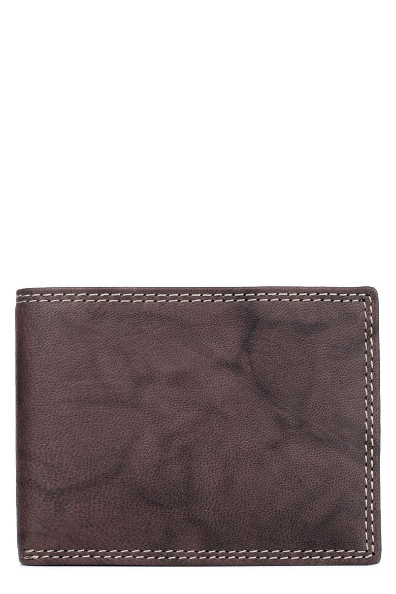 Credit Card RFID Leather Billfold Wallet, Main, color, BROWN