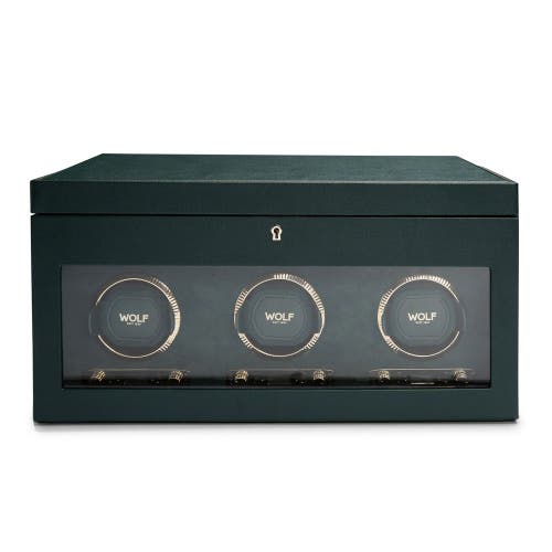 Wolf British Racing Triple Watch Winder With Storage In Green