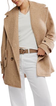 Free People Ari Herringbone Peacoat