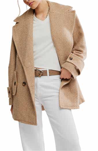 Free People Ari Herringbone Peacoat