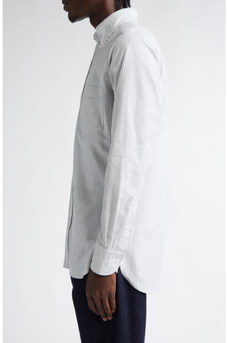 Ticking Stripe Oxford Button-Down Shirt, Alternate, color, GREEN