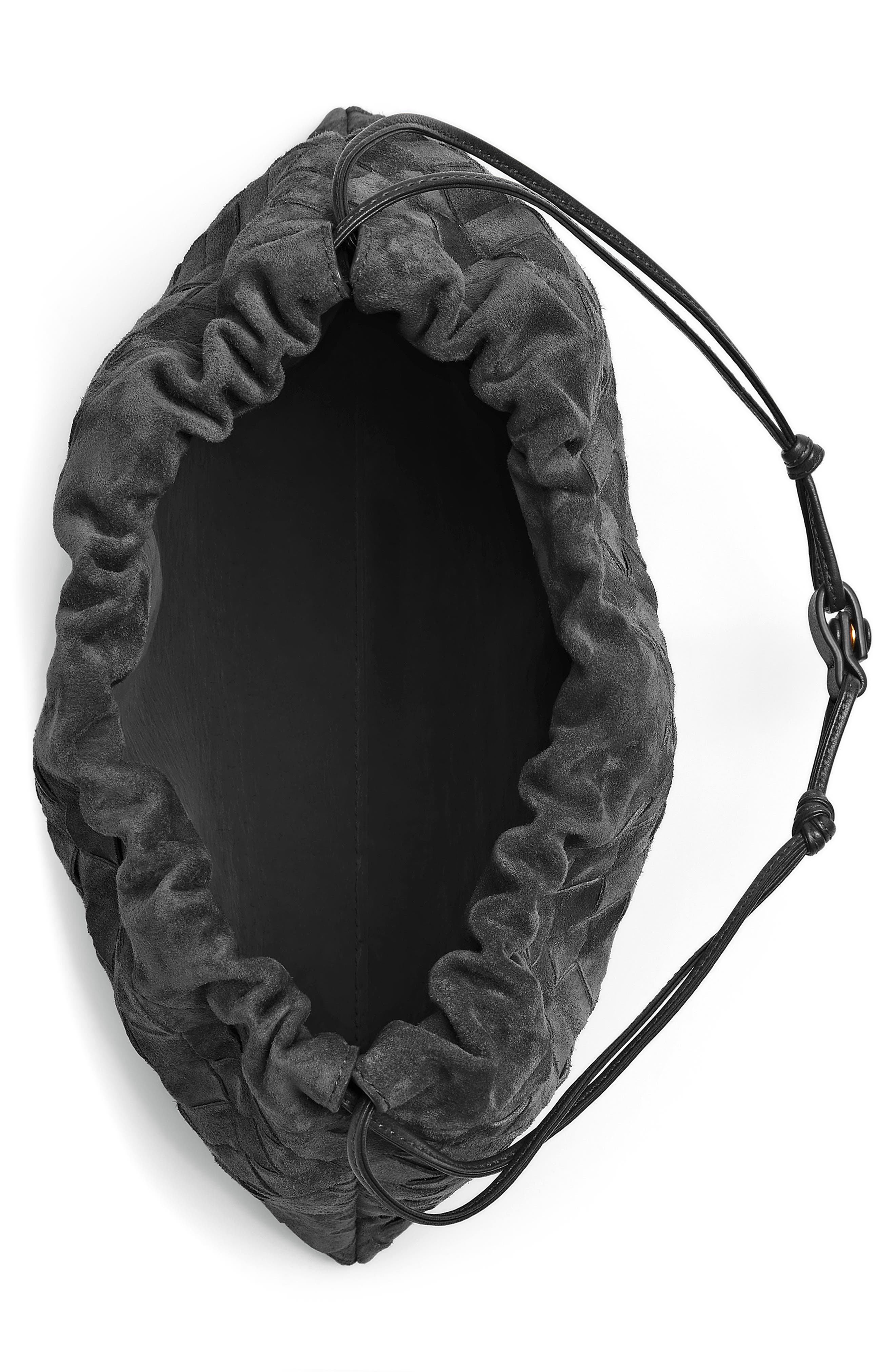 Bottega Veneta Medium Dustbag Intrecciato Suede Bag, Alternate, color, 1035 Graphite-Gold