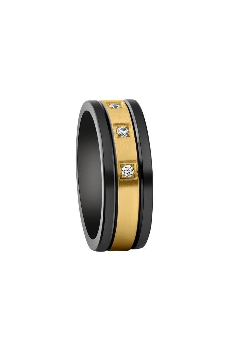 Bliss Diamond Men's Black & Gold Plated Tungsten 8mm Lab Grown Diamond Wedding Band, Alternate, color, Tungsten
