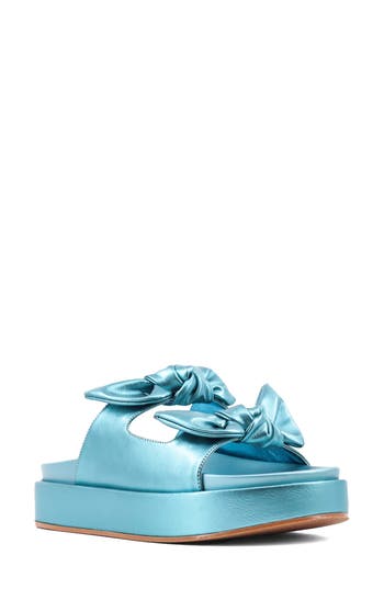 Shushop Kiki Platform Slide Sandal In Blue