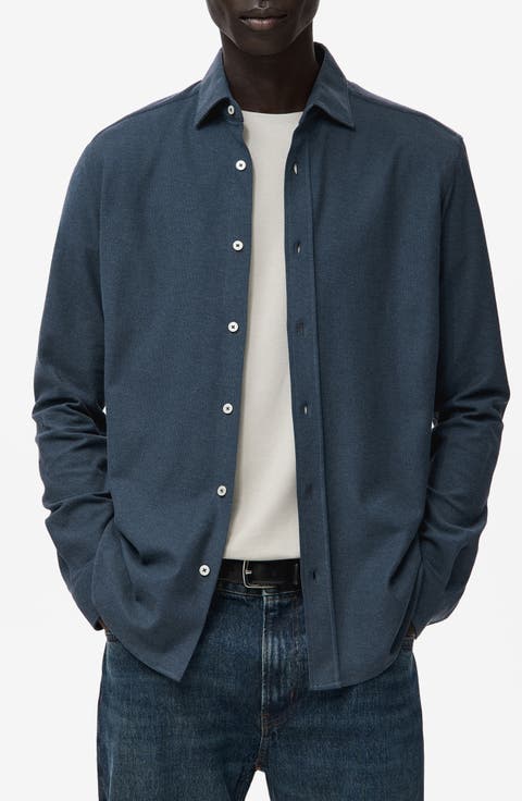 Slim Fit Cotton Piqué Button-Up Shirt