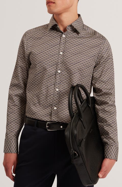 Agnar Print Cotton Button-Up Shirt