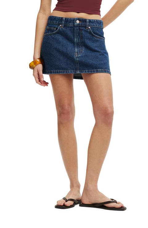 Low Rise Denim Miniskirt (Celeste)