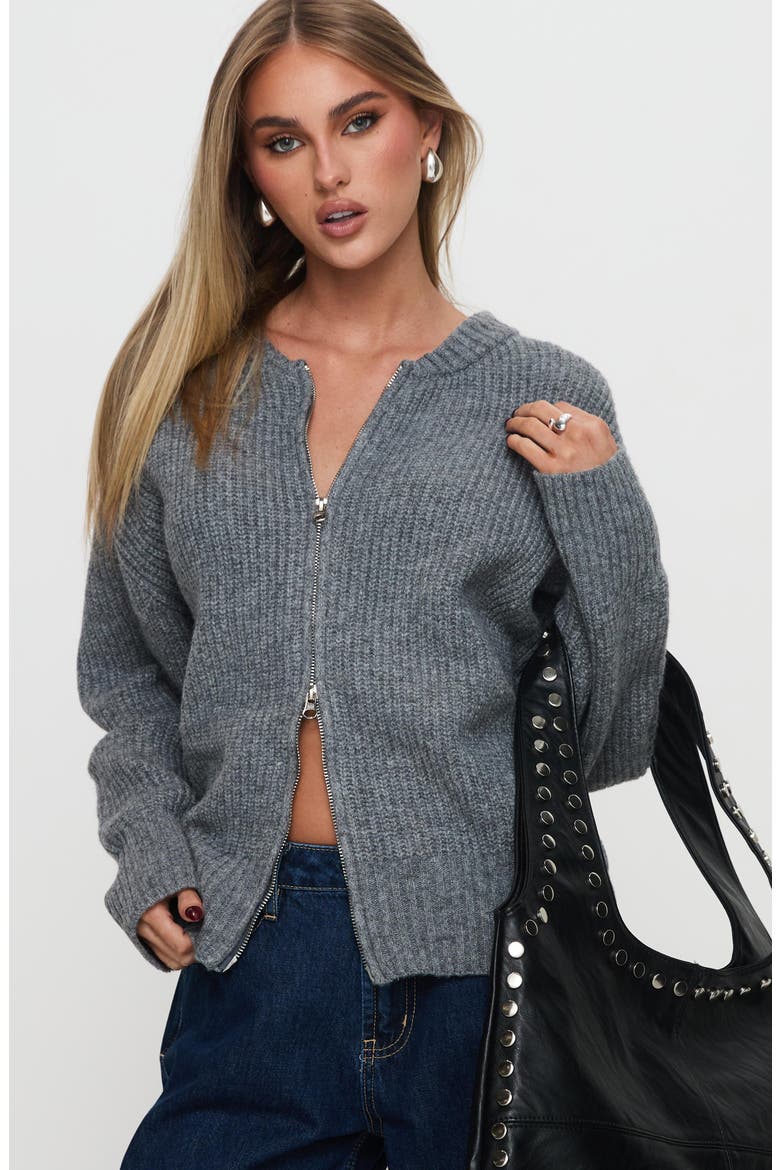 Lexene Zip Cardigan, Alternate, color, GREY