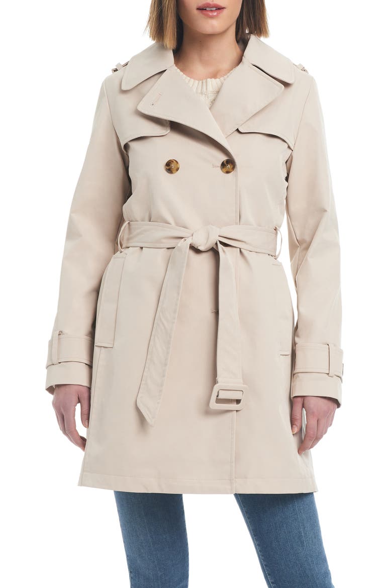 water resistant double breasted trench coat, Main, color, FEATHER