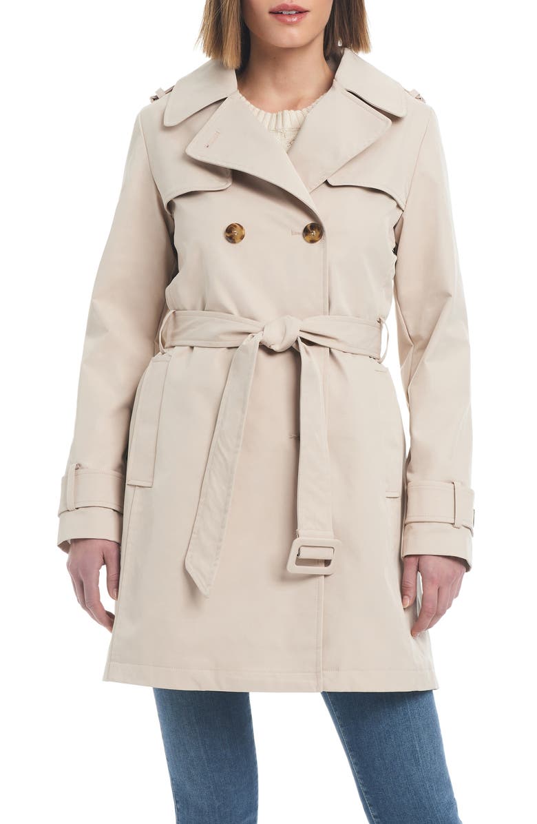 Kate Spade New York water resistant double breasted trench coat, Main, color, 