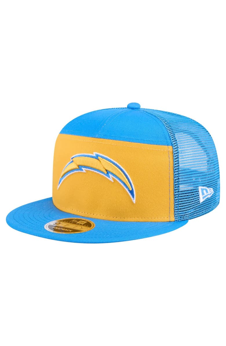 New Era Men's New Era Gold/Powder Blue Los Angeles Chargers Outdoor Split Panel 9FIFTY Snapback Hat, Main, color, Gold