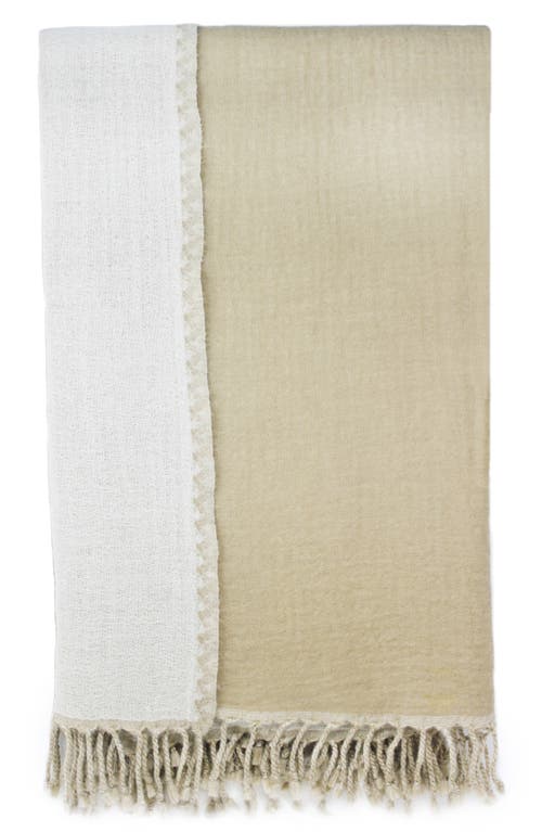 Melange Home Reversible Merino Wool Throw Blanket In Natural/linen