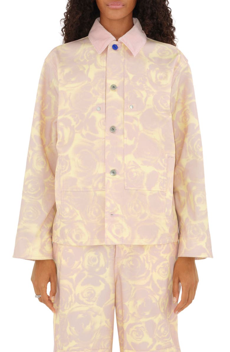 Burberry Rose Print Shirt Jacket, Main, color, 