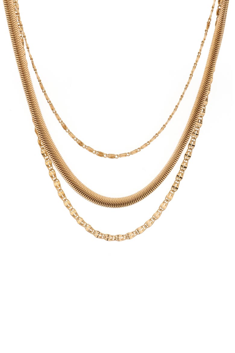 Herringbone Layered Necklace, Main, color, GOLD
