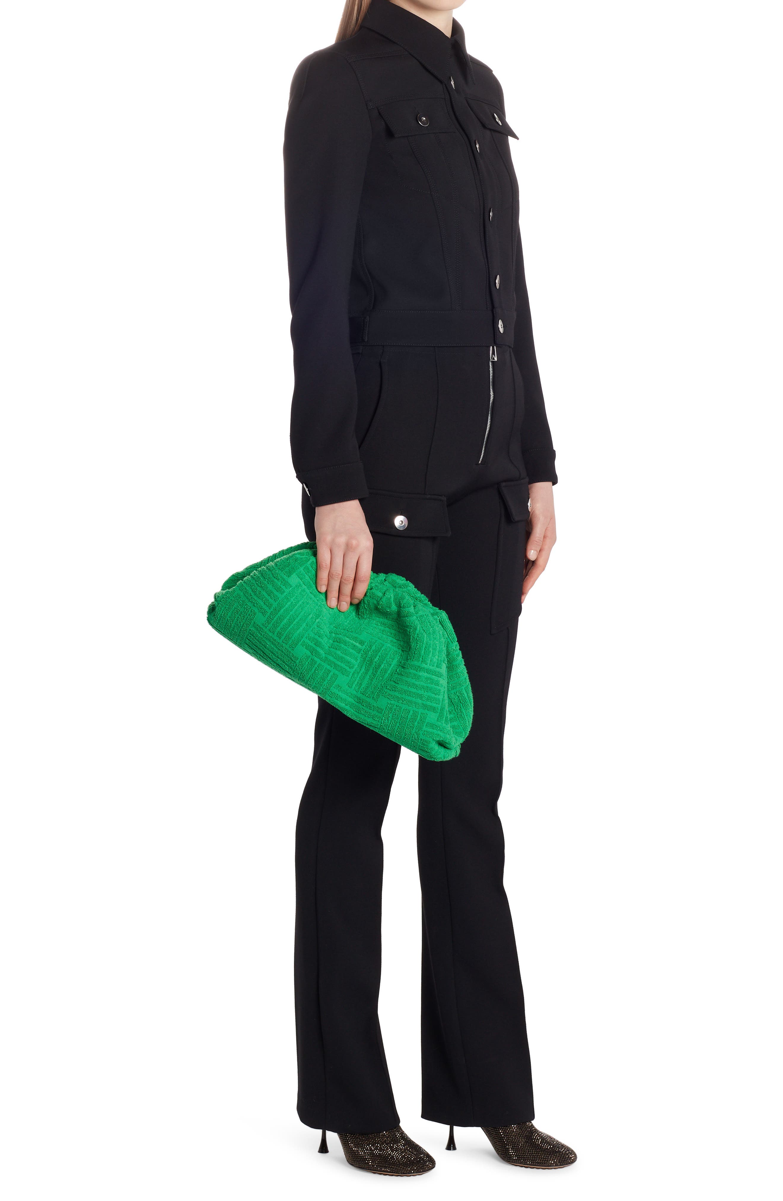 Bottega Veneta The Pouch Jacquard Terry Cloth Clutch, Alternate, color, 