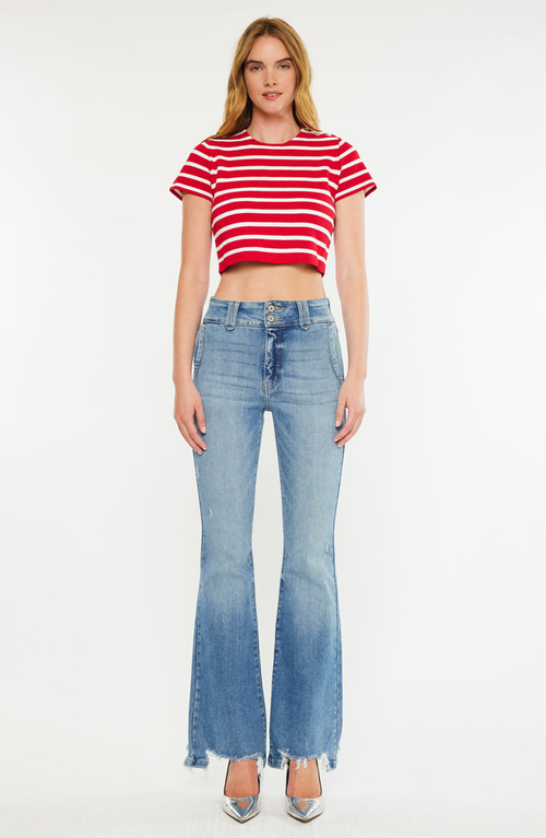 Kancan Giselle High Rise Flare Jeans In Blue