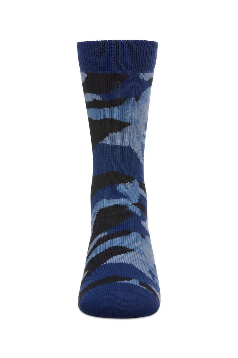 Camouflage-Pattern Crew Socks, Alternate, color, Navy