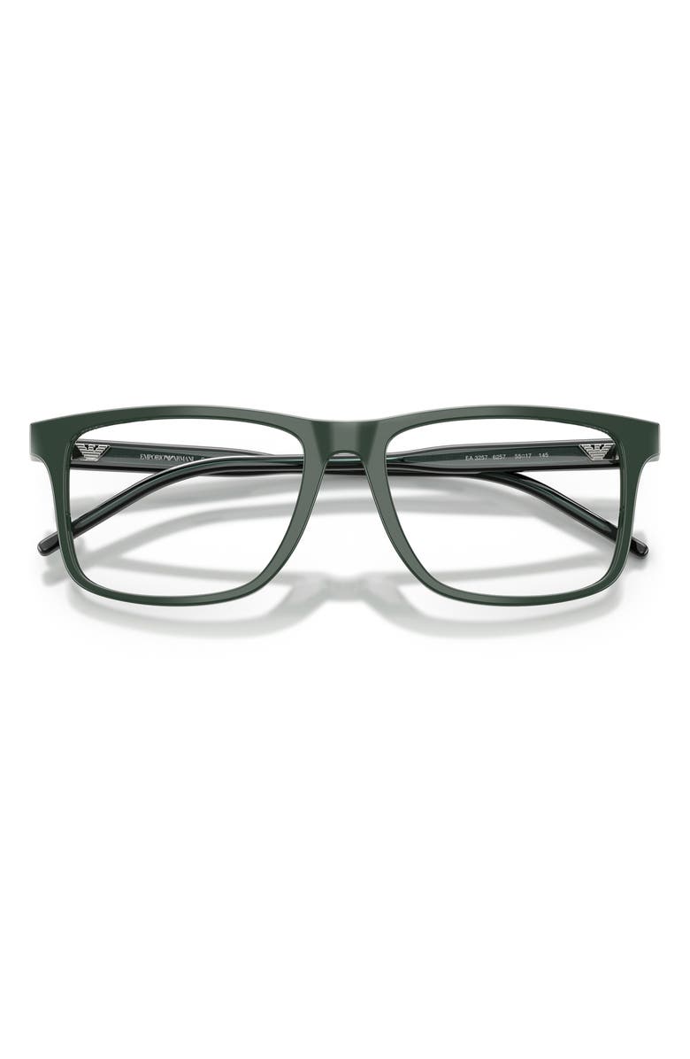 Emporio Armani 55mm Square Optical Glasses, Alternate, color, Shiny Green / Demo Lens