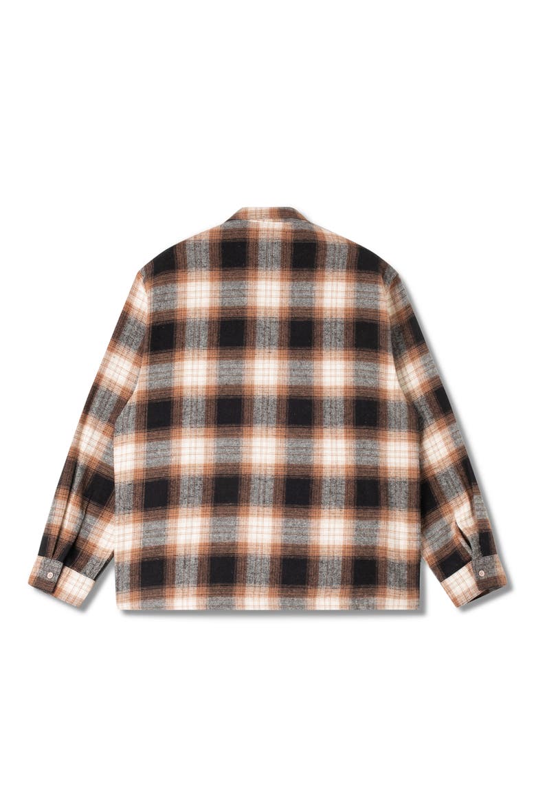 Plaid Zip Overshirt, Alternate, color, BROWN PLAID