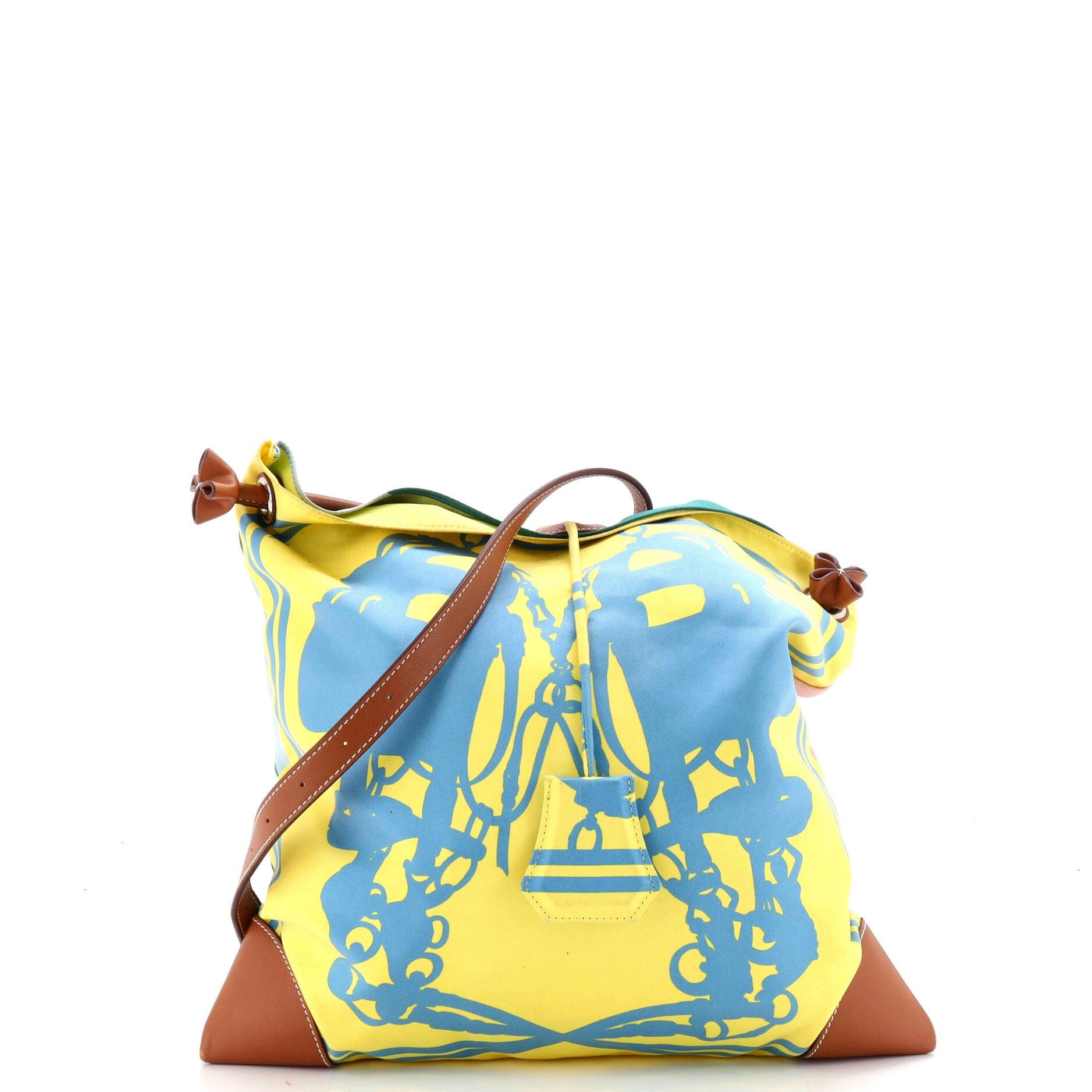 Pre-Owned Hermes Silky City Bag Printed Silk and Leather PM, Main, color, Multicolor