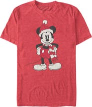 Mickey & Friends Men's Mickey & Friends Christmas Santa Hat Mickey Graphic T-Shirt