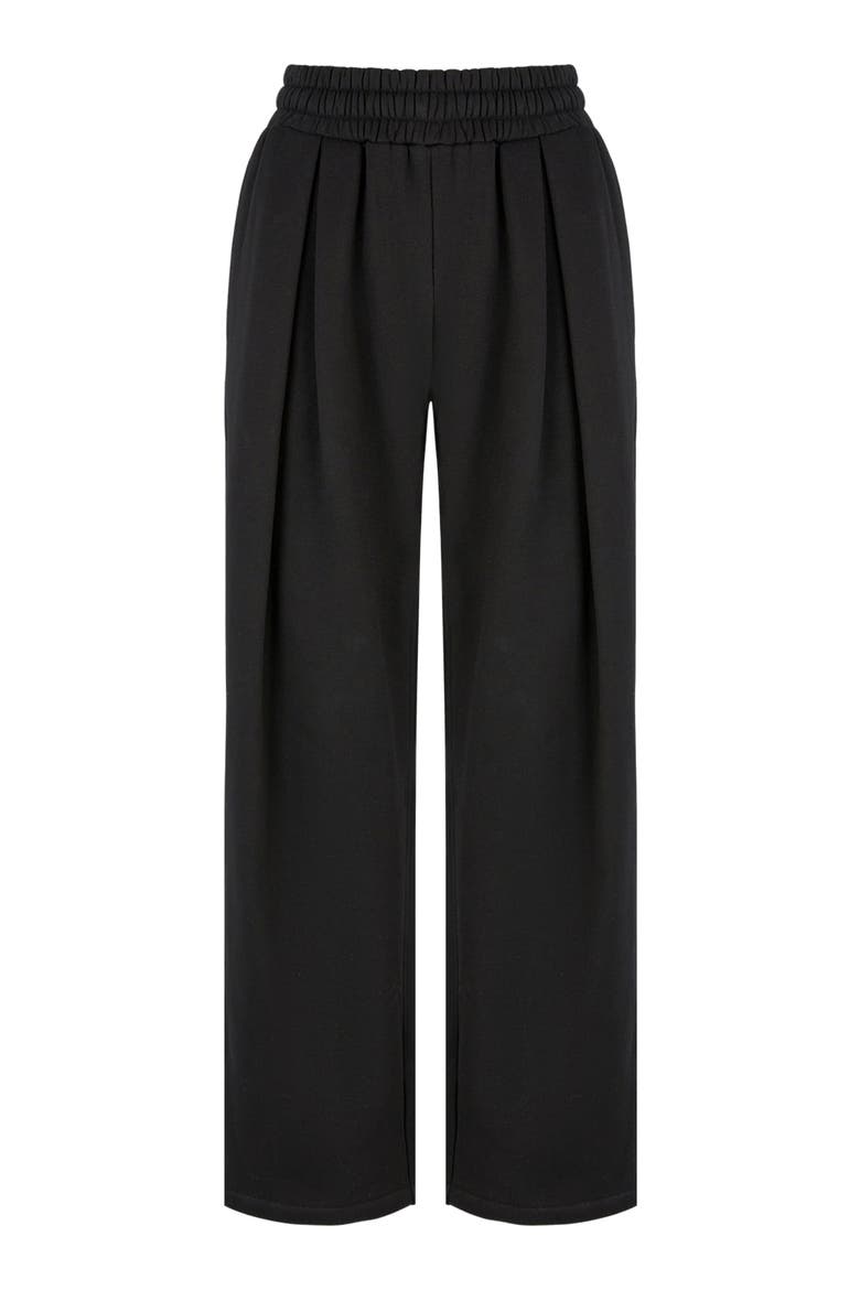 Fanny Straight Leg Box Pleat Joggers, Alternate, color, Black