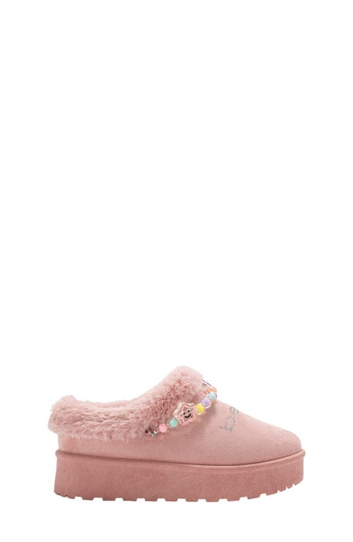 Bebe Kids' Cozy Friendship Beaded Faux Fur Trim Slipper In Multi