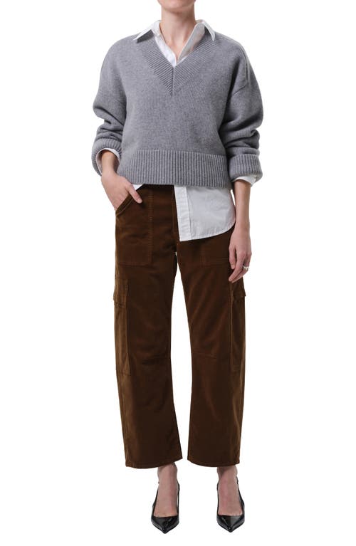 Citizen Of Humanity Citizens Of Humanity Marcelle Low Rise Barrel Corduroy Cargo Pants In Burgundy