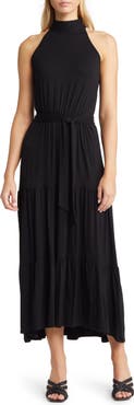 Loveappella Tiered Halter Maxi Dress