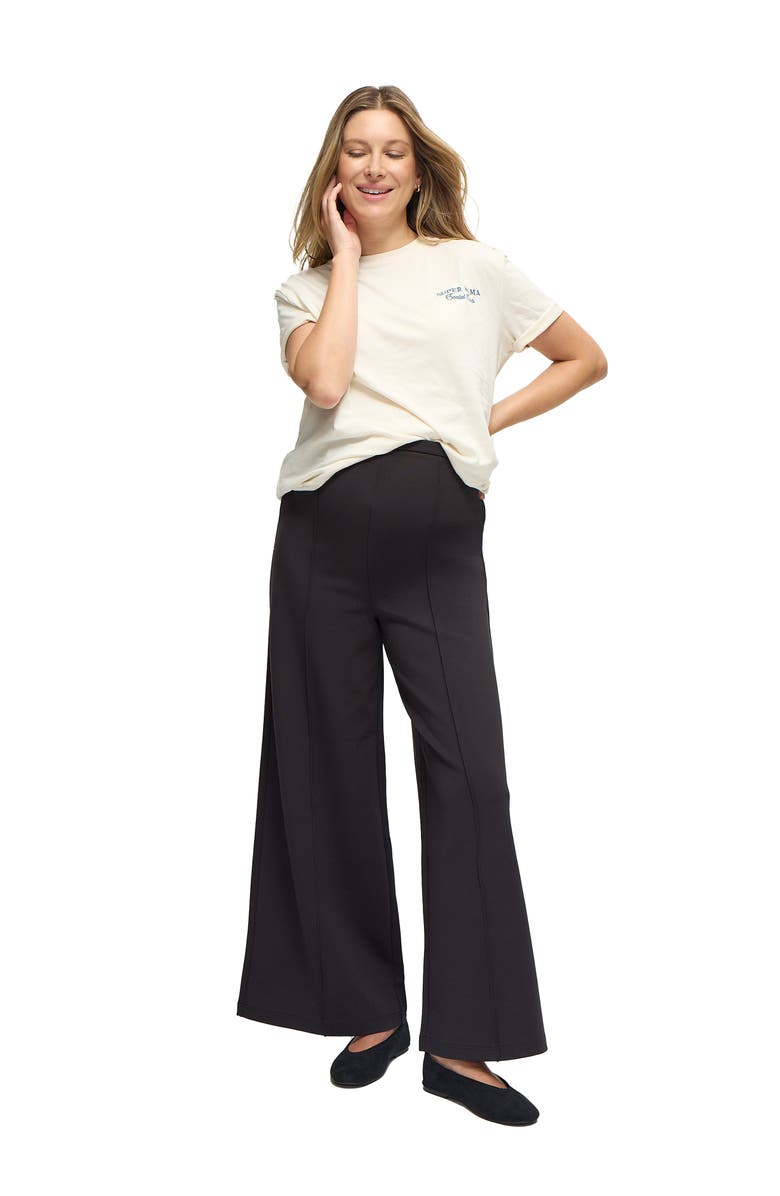 Ingrid & Isabel Maternity Flare Ponte Pant, Main, color, Black