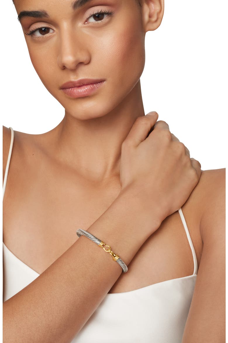 Buckle Classic Cable Bracelet in Sterling Silver with 14K Yellow Gold, 5mm, Alternate, color, TWO TONE