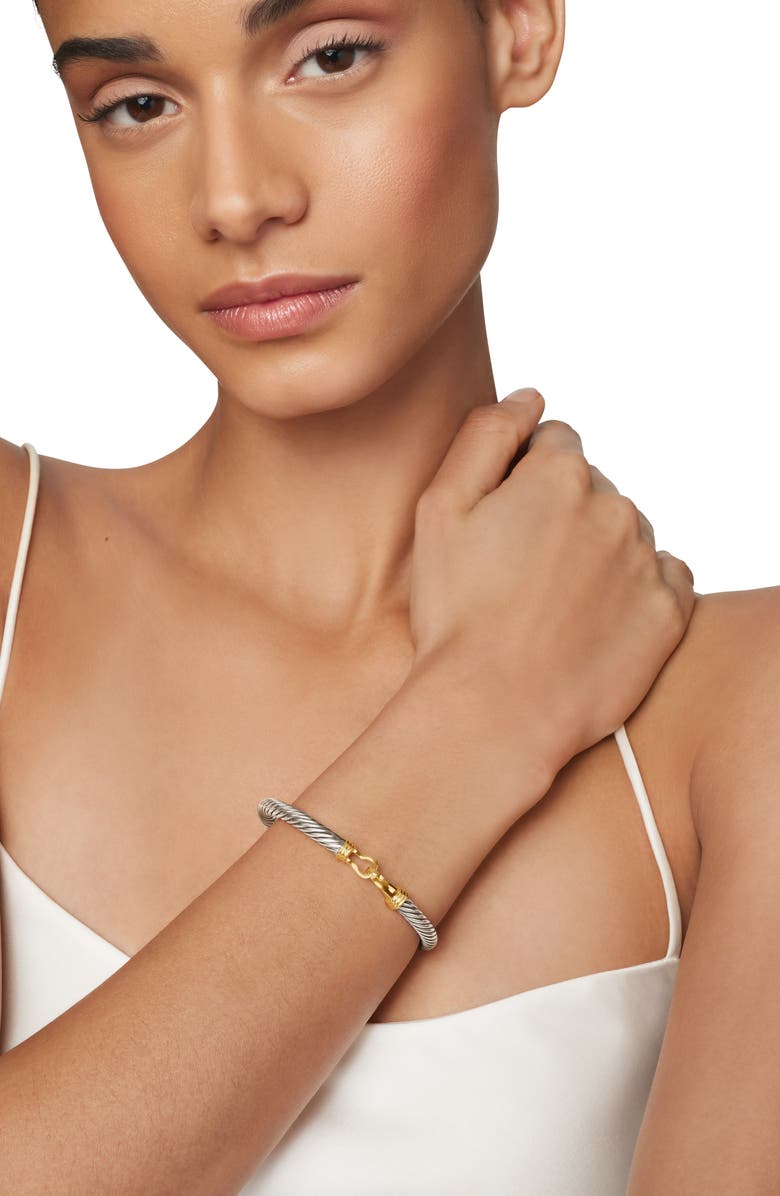 David Yurman Buckle Classic Cable Bracelet in Sterling Silver with 14K Yellow Gold, 5mm, Alternate, color, Two Tone