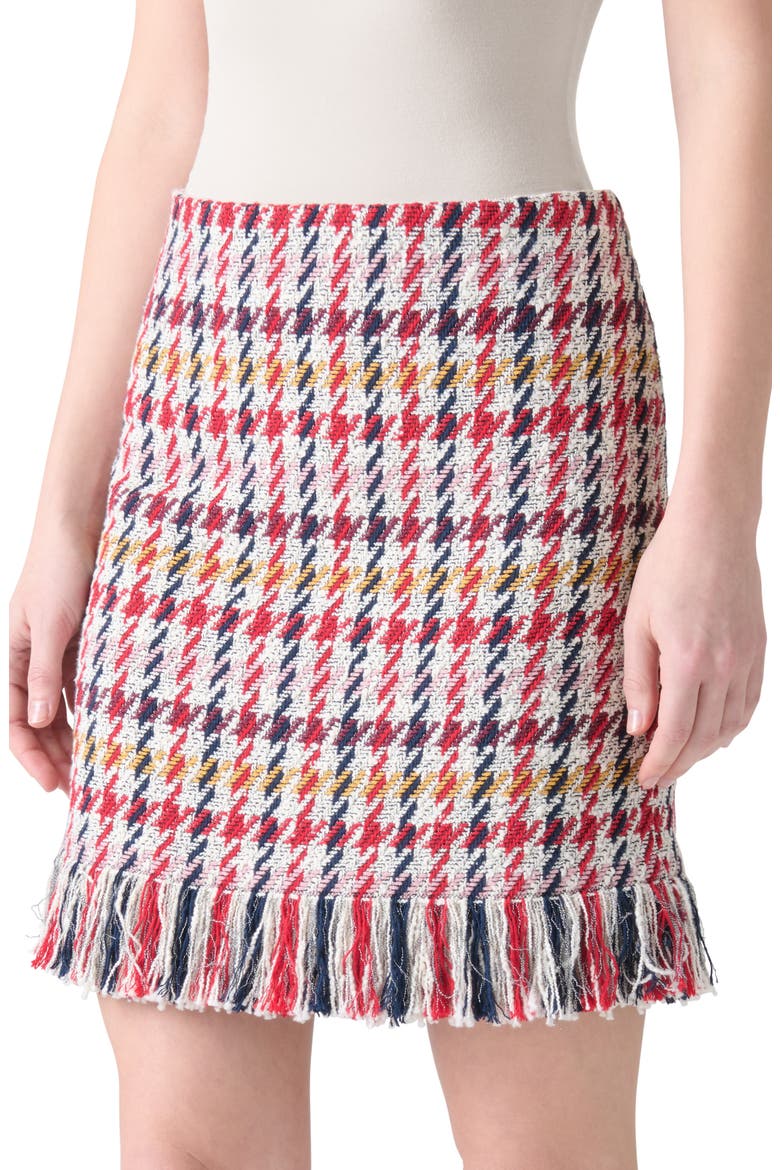 Check Tweed Fringed Skirt, Alternate, color, MULTICOLOR