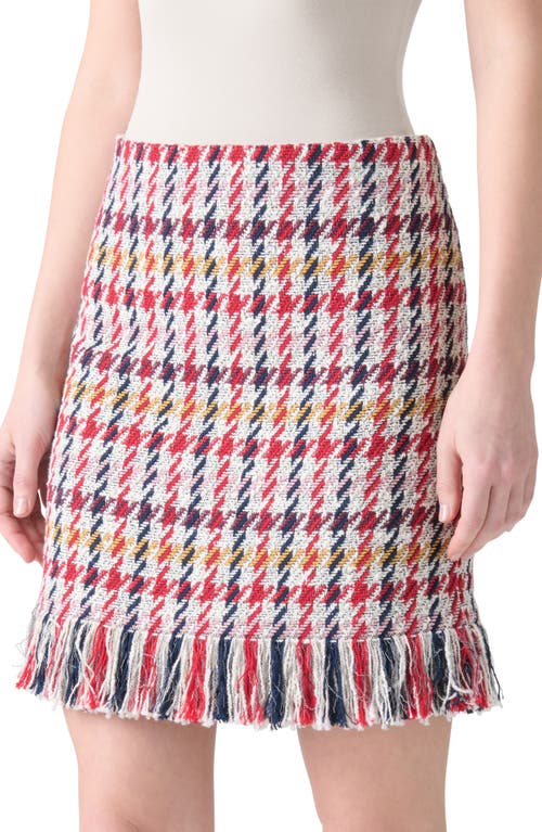 Akris Punto Check Tweed Fringed Skirt In Multi