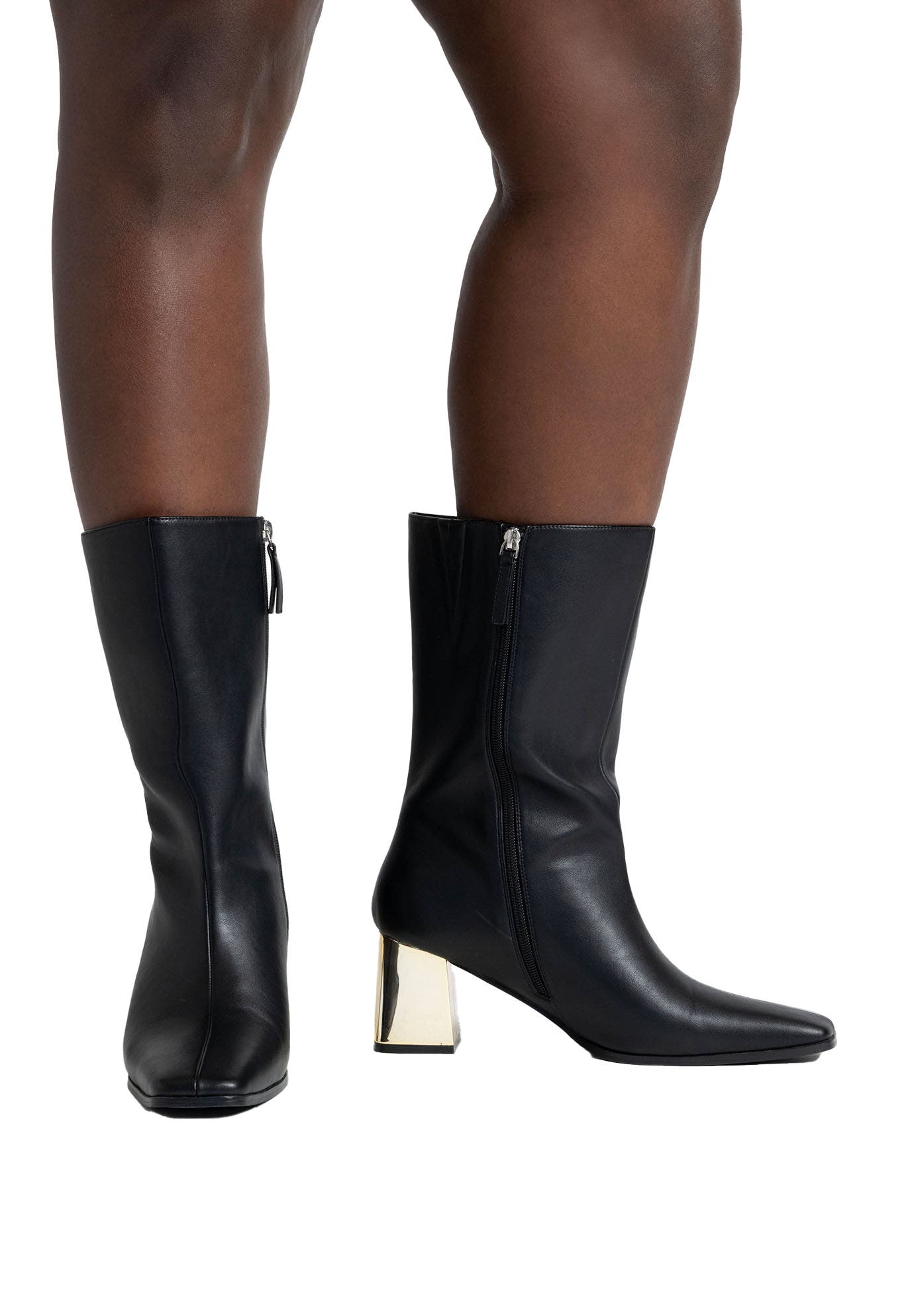 ELOQUII Mid Calf Boot with Block Heel, Main, color, 