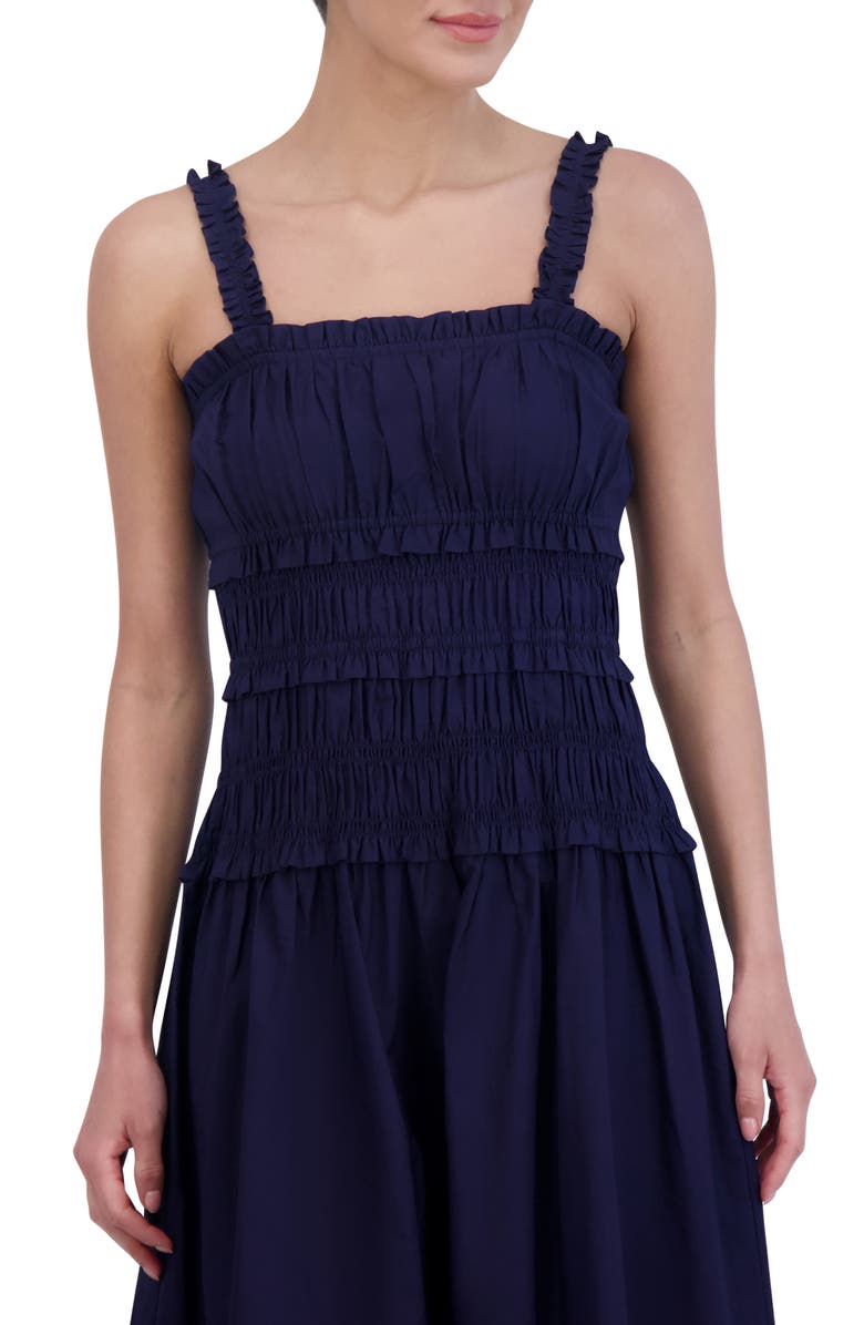 Eliza J Cotton Midi Sundress, Alternate, color, Navy