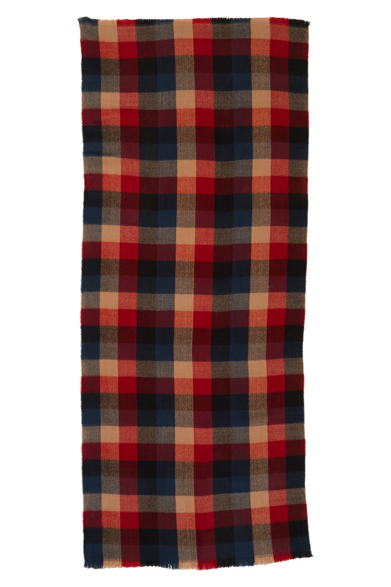 Checkered Oblong Scarf, Alternate, color, RED MULTI