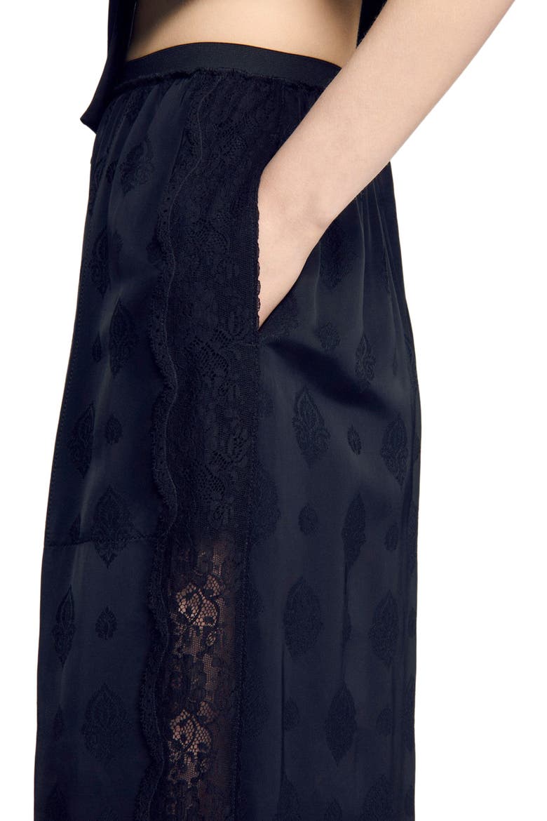 Fluid Paisley jacquard trousers, Alternate, color, Black