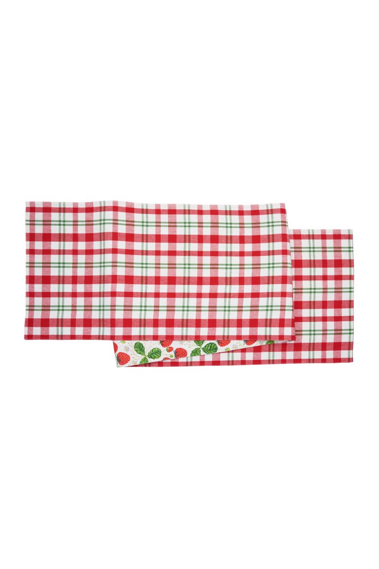 Strawberry Patch & Plaid Table Runner 14" x 72", Alternate, color, Red