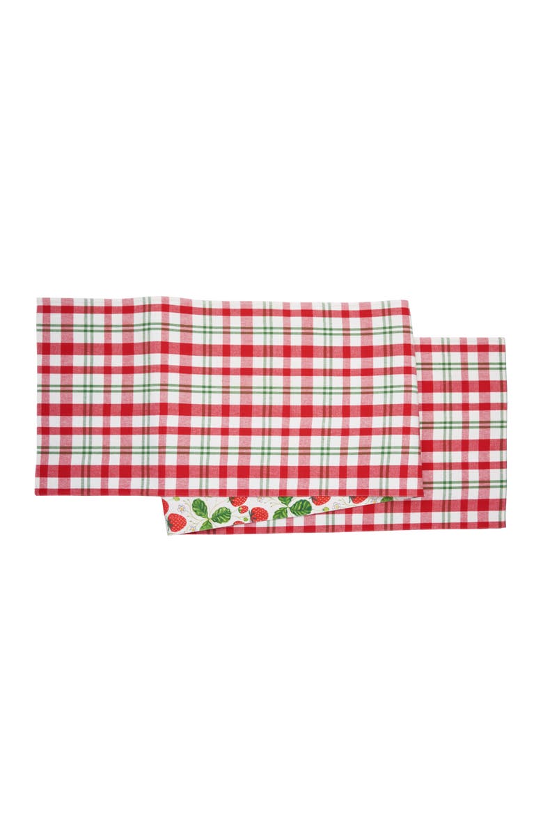 C&F Home Strawberry Patch & Plaid Table Runner 14" x 72", Alternate, color, Red