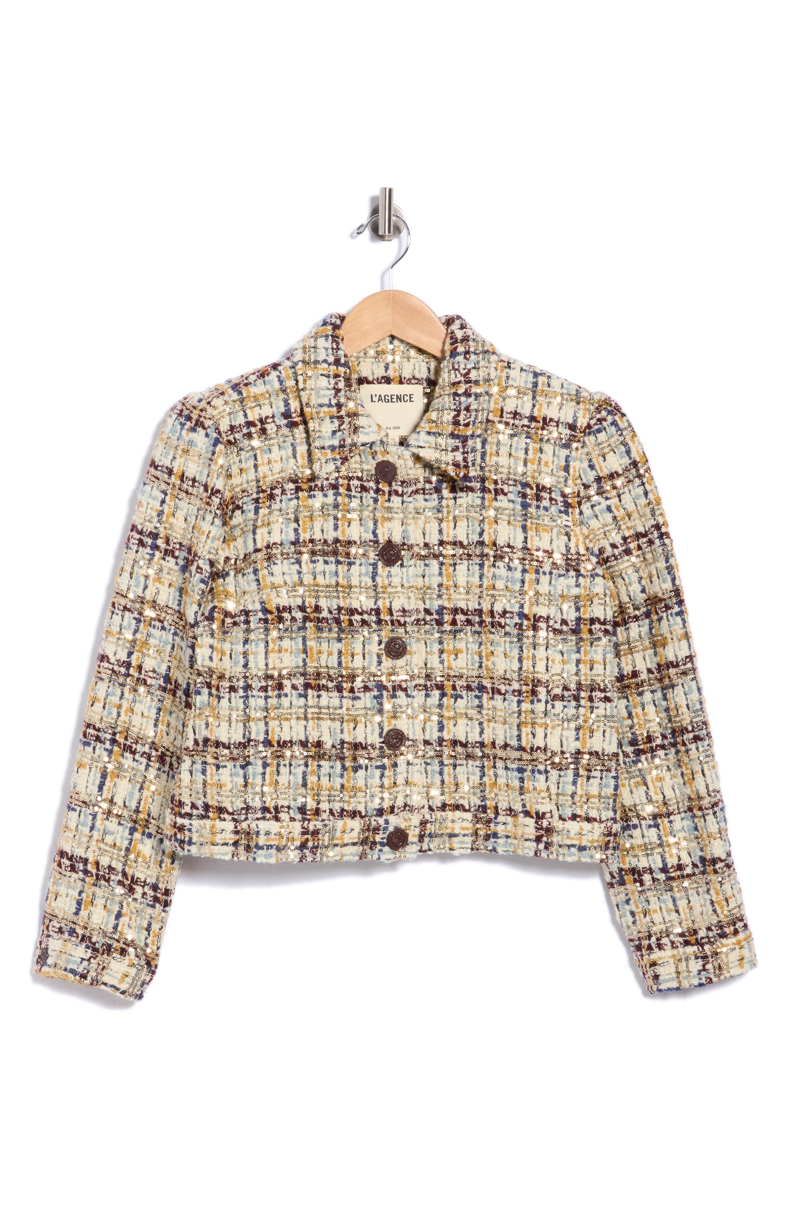 Kasey Sequin Tweed Wool Blend Jacket