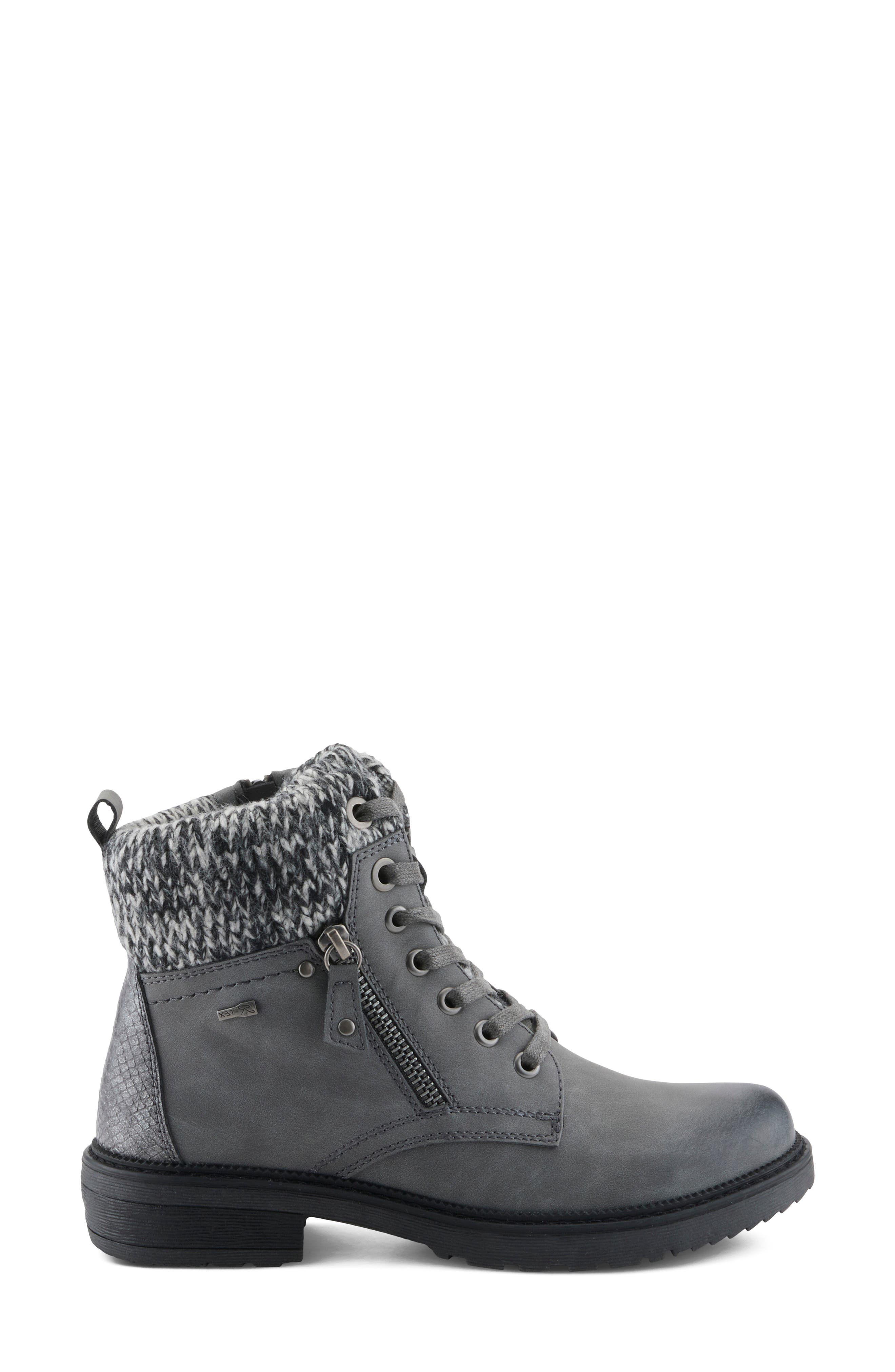 Khazera Water Resistant Faux Leather Bootie, Alternate, color, GREY