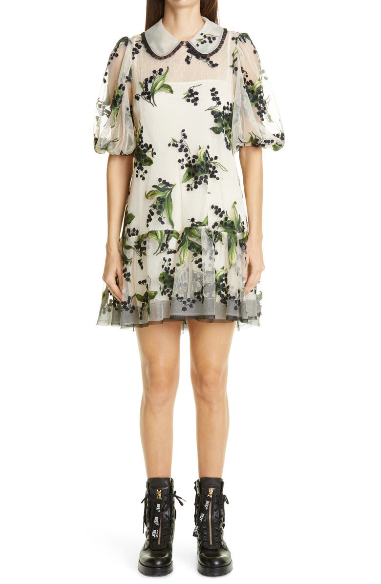 RED Valentino Floral Embroidered Tulle Dress, Main, color, 