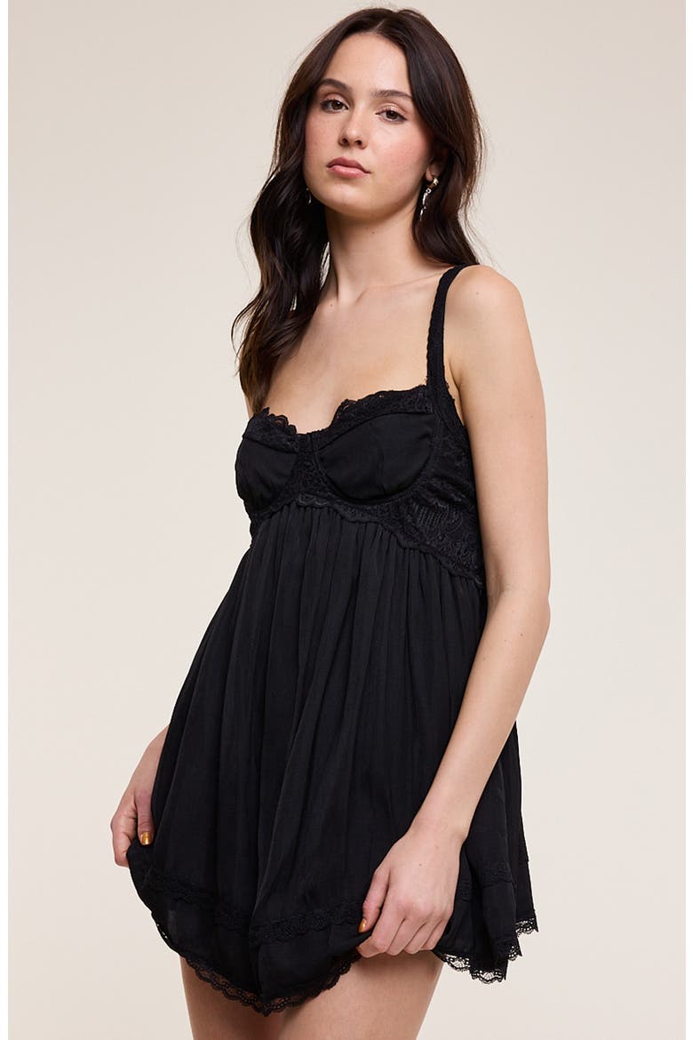 Lace Ruffle Minidress, Alternate, color, BLACK