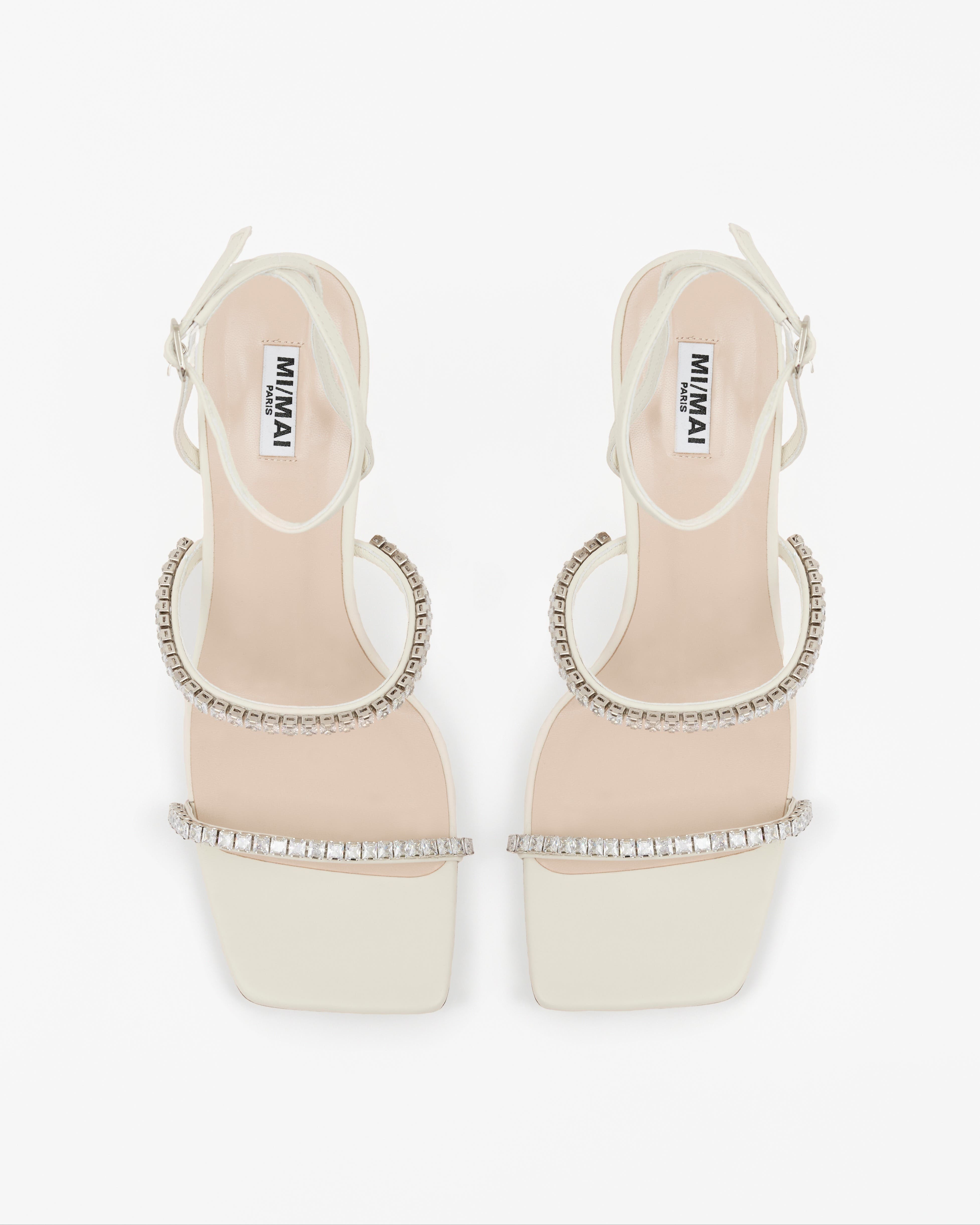 Nidal Rhinestone Detail Heeled Sandals, Alternate, color, White
