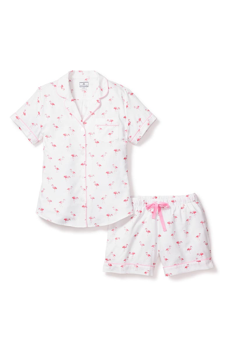 Petite Plume Flamingos Short Cotton Pajamas, Alternate, color, 