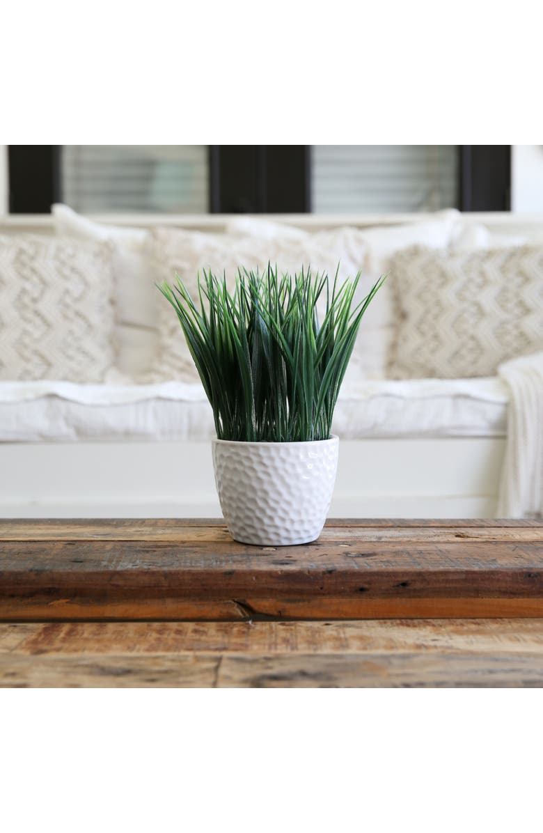 NEARLY NATURAL 9-in Artificial Grass Plant with Decorative Planter, Alternate, color, Green