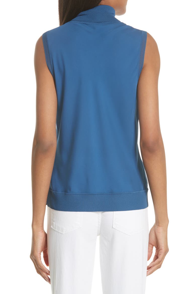 Sleeveless Turtleneck Silk Shell, Alternate, color, DEEP HERON